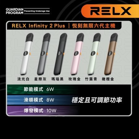 悅刻6代主機推薦｜Relx Infinity 2 Plus主機｜通用4/5/6代｜6色可選｜三檔調節